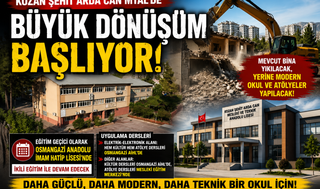 Kozan Şehit Arda Can MTAL’de Büyük Dönüşüm: Mevcut Bina Yıkılarak Yeniden Yapılacak