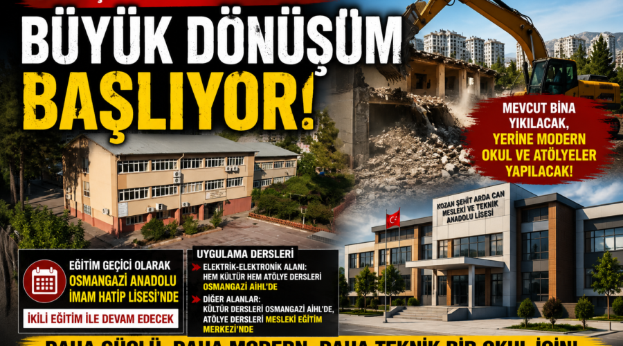 Kozan Şehit Arda Can MTAL’de Büyük Dönüşüm: Mevcut Bina Yıkılarak Yeniden Yapılacak